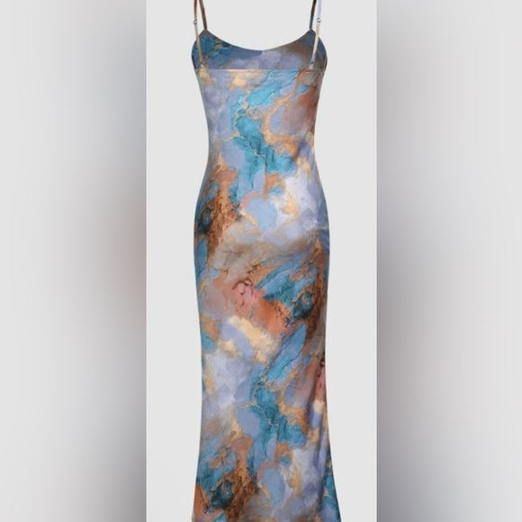 Micas Midi Abstract Dress with Cowl Neck - Picture 2 of 6